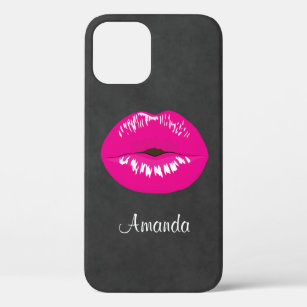 Funda Para iPhone 12 Ilustracion glamoroso de los labios rosados calien