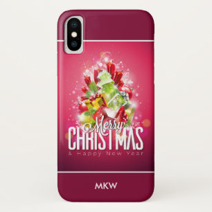 Funda Para iPhone X Ilustracion gráfico de Navidades rojos modernos