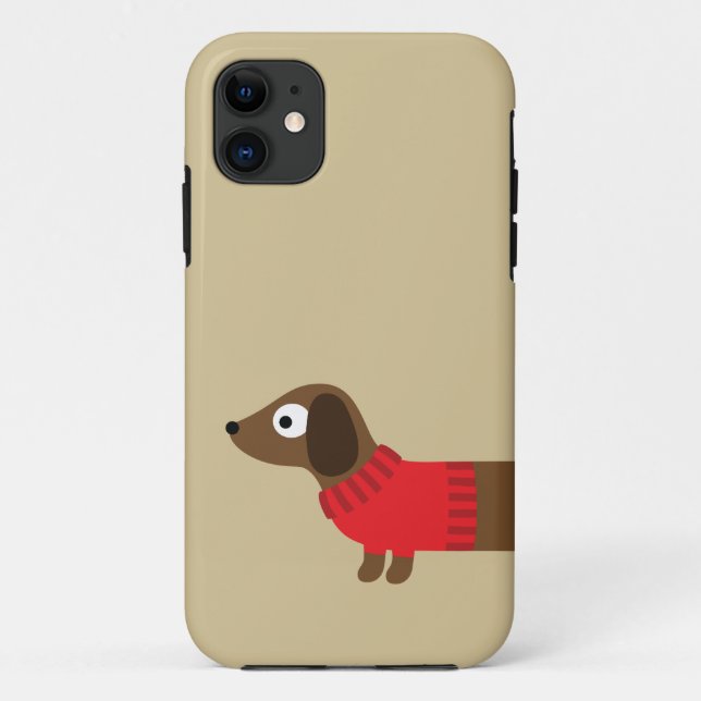 Funda De Case-Mate Para iPhone Ilustracion largo lindo del Dachshund (Reverso)