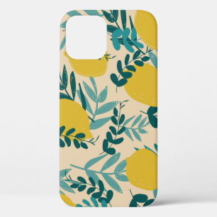 Funda Para iPhone 12 ilustracion. limones de fondo y hojas