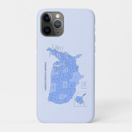 Funda Para iPhone 11 Pro Ilustración Mínima del Mapa de Estados Unidos en A