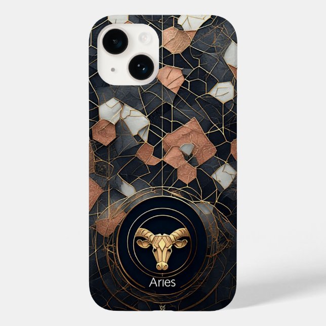 Funda De Case-Mate Para iPhone Ilustración moderna de Aries zodiacal abstracta (Reverso )