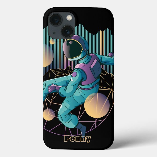 Funda De Case-Mate Para iPhone Ilustracion moderno de astronautas tecno (Reverso)