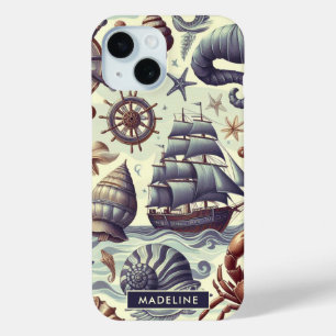 Funda Para iPhone 15 Ilustracion náutico vintage