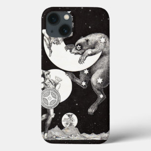 Funda Para iPhone 13 Ilustracion nocturno del cielo celeste de la luna