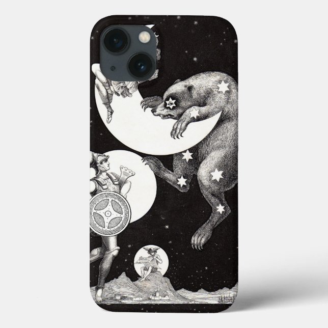 Funda De Case-Mate Para iPhone Ilustracion nocturno del cielo celeste de la luna (Reverso)