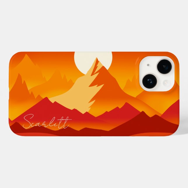 Funda De Case-Mate Para iPhone Ilustracion paisajístico Sunset Mountain Peaks (Reverso  (Horizontal))