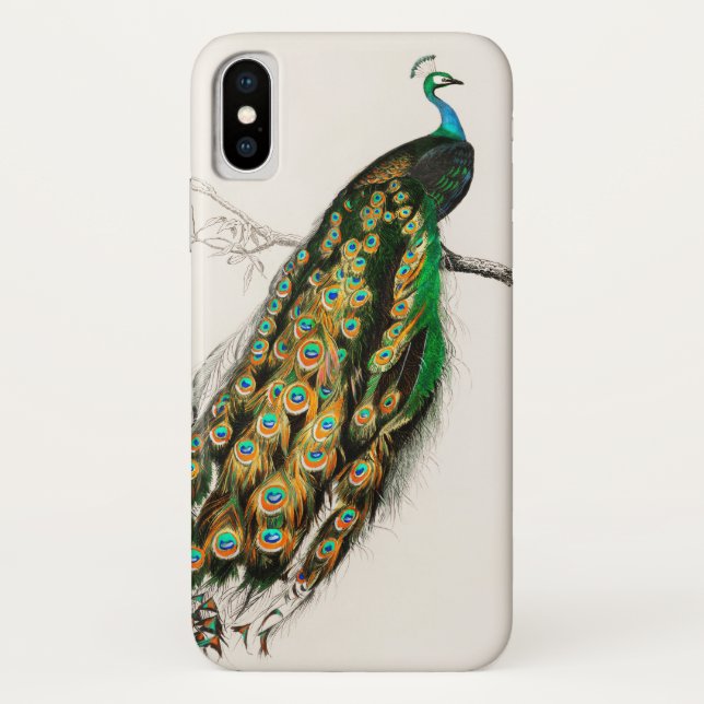 Funda De Case-Mate Para iPhone Ilustracion Peacock Pintura (Reverso)