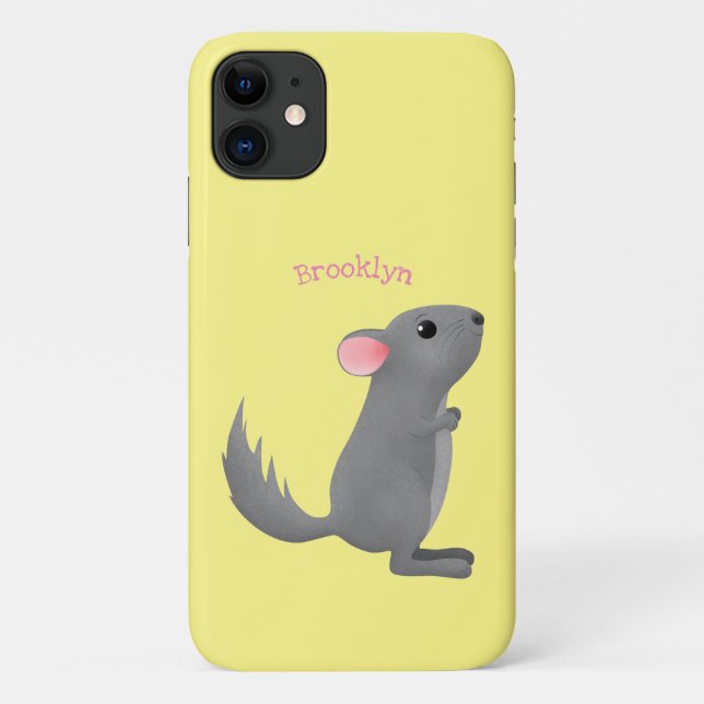 Funda De Case-Mate Para iPhone Ilustracion personalizado chinchilla gris suave (Reverso)