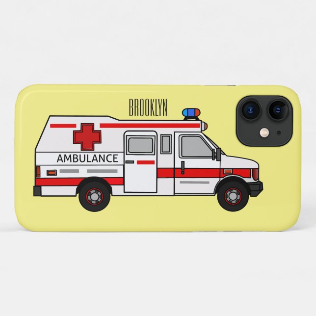 Funda De Case-Mate Para iPhone Ilustracion personalizado de ambulancia (Reverso (horizontal))