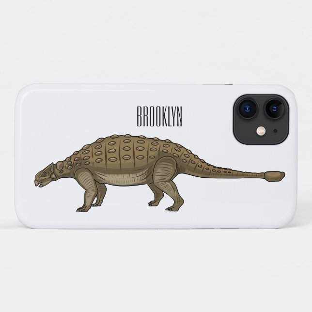 Funda De Case-Mate Para iPhone Ilustracion personalizado de Ankylosaurus (Reverso (horizontal))