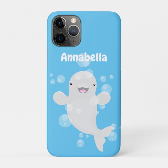 Funda De Case-Mate Para iPhone Ilustracion personalizado de ballenas de la beluga (Reverso)