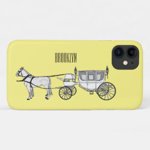 Funda Para iPhone 11 ilustracion personalizado de caballos y carruajes 