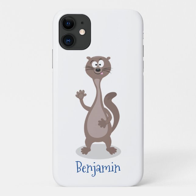 Funda De Case-Mate Para iPhone Ilustracion personalizado de comadreja divertida (Reverso)