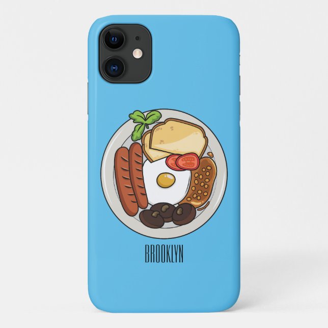 Funda De Case-Mate Para iPhone Ilustracion personalizado de desayuno inglés (Reverso)