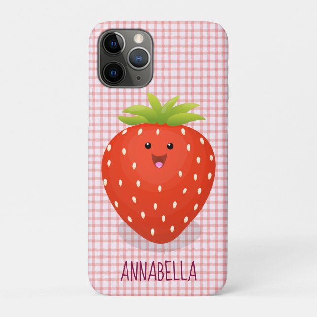 Funda De Case-Mate Para iPhone Ilustracion personalizado de fresa cute kawaii (Reverso)