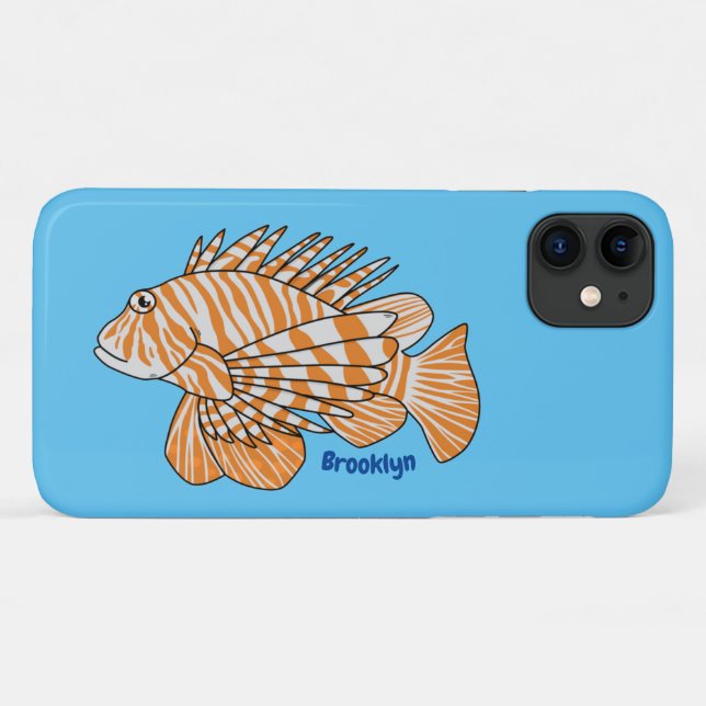 Funda De Case-Mate Para iPhone Ilustracion personalizado de leonfish feliz (Reverso (horizontal))