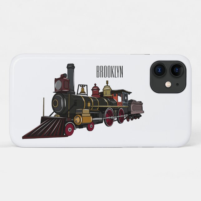 Funda De Case-Mate Para iPhone Ilustracion personalizado de locomotora de vapor (Reverso (horizontal))