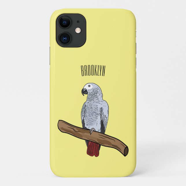 Funda De Case-Mate Para iPhone Ilustracion personalizado de loro gris africano (Reverso)