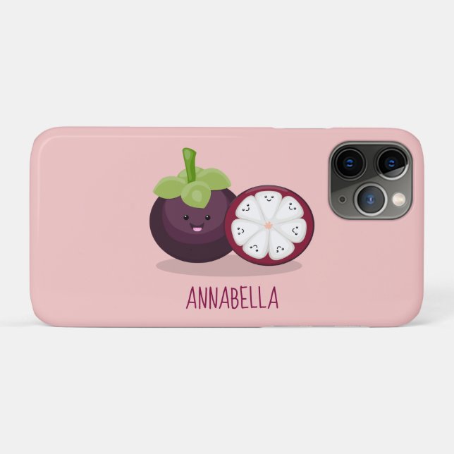 Funda De Case-Mate Para iPhone Ilustracion personalizado de mangostino morado (Reverso (horizontal))