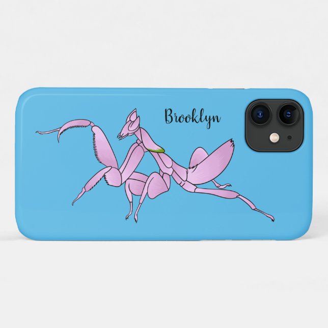 Funda De Case-Mate Para iPhone Ilustracion personalizado de mantis orquídea (Reverso (horizontal))