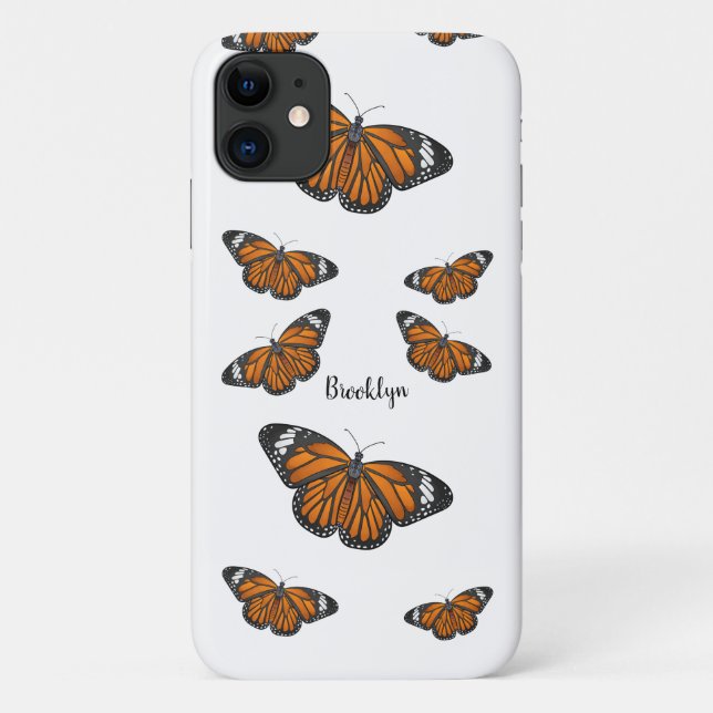 Funda De Case-Mate Para iPhone Ilustracion personalizado de mariposa monarca (Reverso)