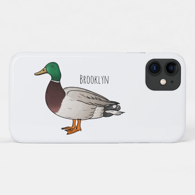 Funda De Case-Mate Para iPhone Ilustracion personalizado de pato mallard (Reverso (horizontal))