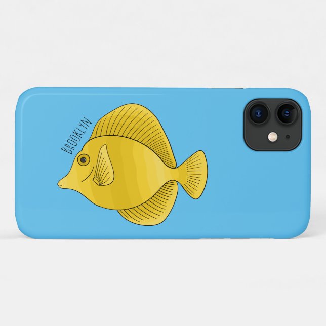 Funda De Case-Mate Para iPhone Ilustracion personalizado de pescado tango amarill (Reverso (horizontal))