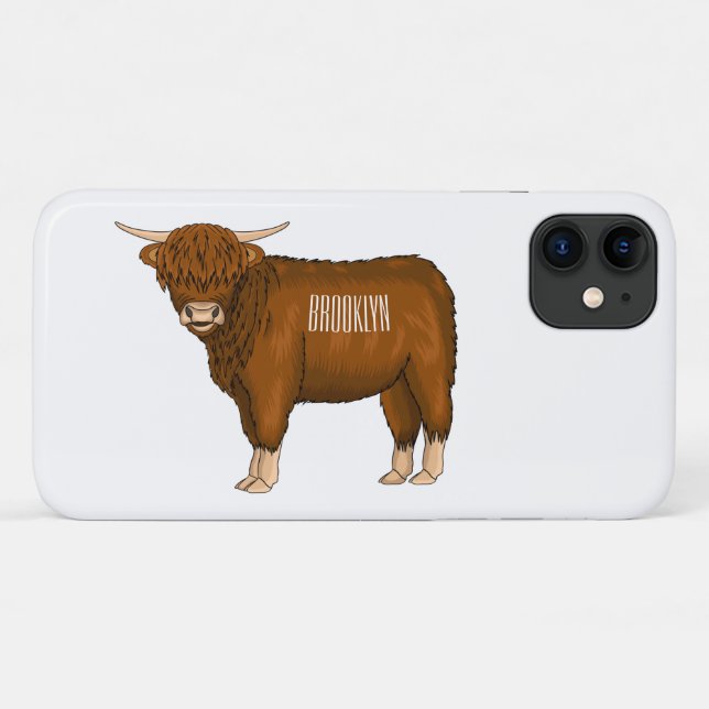 Funda De Case-Mate Para iPhone Ilustracion personalizado de vaca de Highland (Reverso (horizontal))