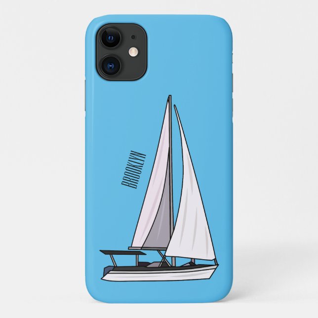 Funda De Case-Mate Para iPhone Ilustracion personalizado de velero (Reverso)