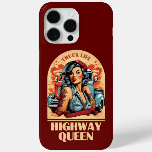 Funda Para iPhone 15 Pro Max Ilustracion Queen Vintage de la autopista - Chica 