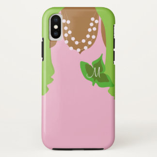 Funda Para iPhone X Ilustracion rosado y verde de la vida de la