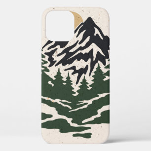 Funda Para iPhone 12 Ilustracion vintage de la montaña