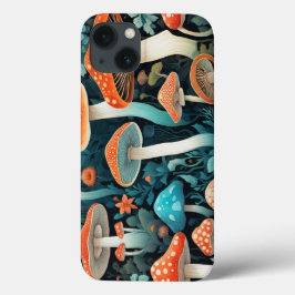 Funda Para iPhone 13 Ilustracion Whimsical Forest Mushrooms