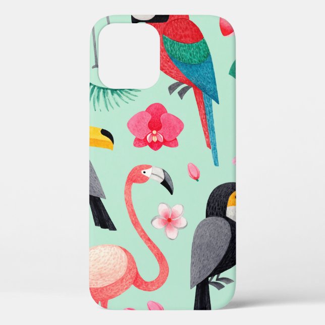Funda De Case-Mate Para iPhone Ilustraciones acuáticos, flores tropicales (Reverso )