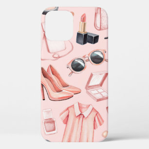 Funda Para iPhone 12 Ilustraciones de moda. Patrón transparente