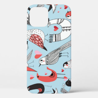Funda Para iPhone 12 Ilustraciones de pájaros divertidos, gráficos sin 