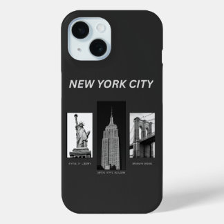 Funda Para iPhone 15 Ilustraciones urbanas en blanco y negro de lugares