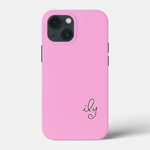Funda Para iPhone 13 Mini ILY - Te amo - Rosa liso - personalizar - iPh
