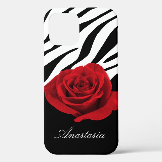 Funda De Case-Mate Para iPhone Imagen personalizada de Red Rose Zebra (Reverso )