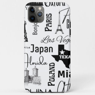 Funda Para iPhone 11 Pro Max imagen personalizado parís de patrón moderno negro