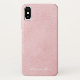 Funda Para iPhone X Imitación de cuero color de rosa rosada del oro