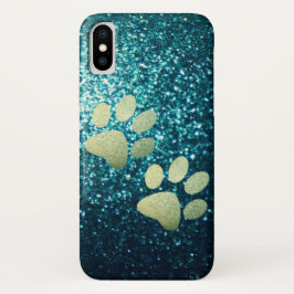 Funda Para iPhone X imprenta de purpurina verde de garra mascota en pu