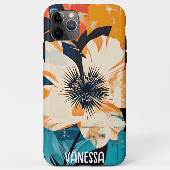 Funda De Case-Mate Para iPhone Impresión abstraccionista de flores (Reverso)