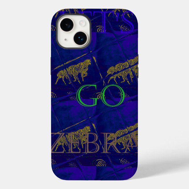 Funda De Case-Mate Para iPhone Impresión abstracta azul francés "Let's Go Zebra" (Reverso )