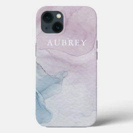 Funda Para iPhone 13 Impresión abstracta de color púrpura con nombre