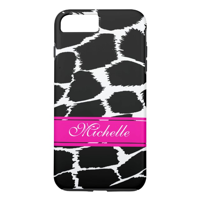 Funda De Case-Mate Para iPhone Impresión animal caso iphone negro, blanco y rosa  (Reverso)