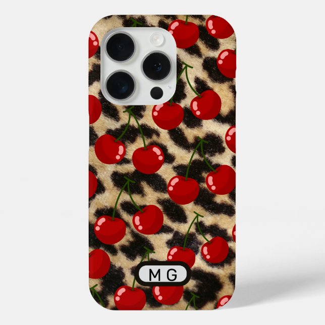 FUNDA DE Case-Mate PARA iPhone IMPRESIÓN ANIMAL LEOPARE & CHERRIES (Reverso )