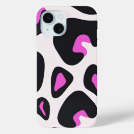Funda Para iPhone 15 Impresión animal rosada de leopardo negro