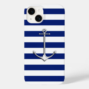 Funda Para iPhone 14 De Case-Mate Impresión cromada de anclaje náutico en franjas de